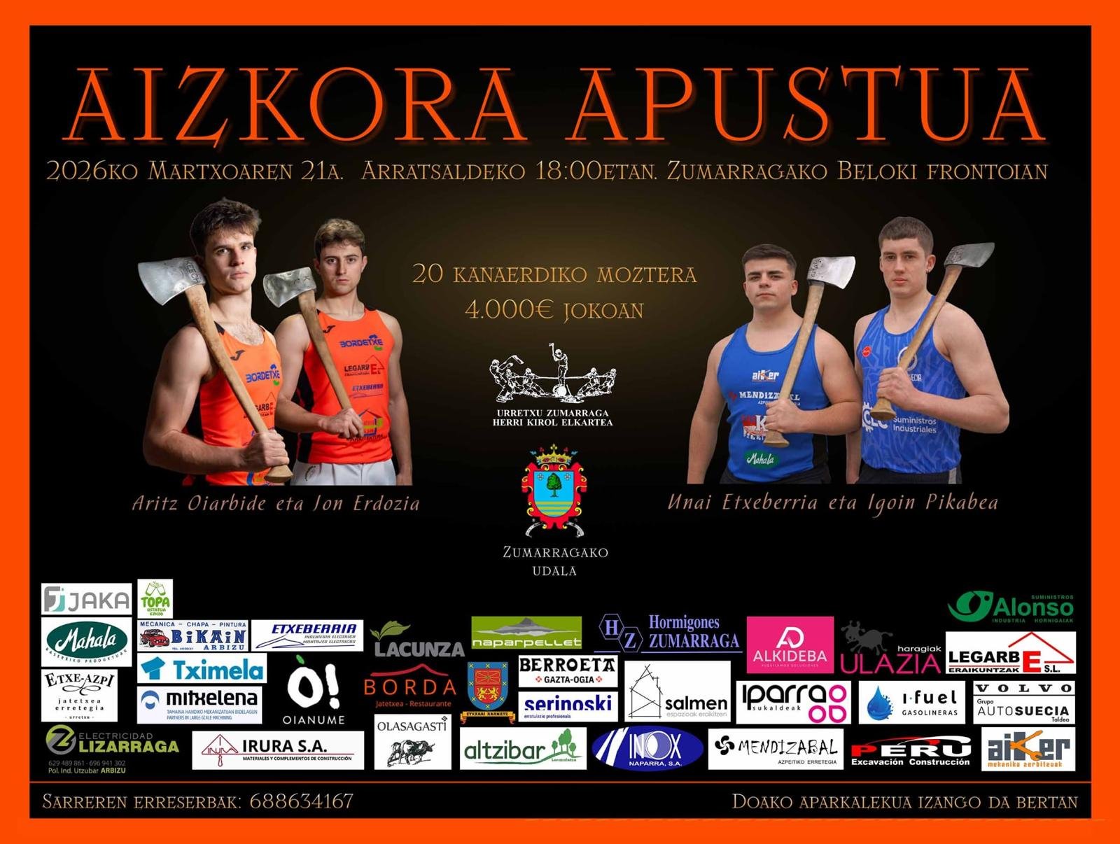 Cartel oficial Aizkora Apustua — Zumarraga 2026